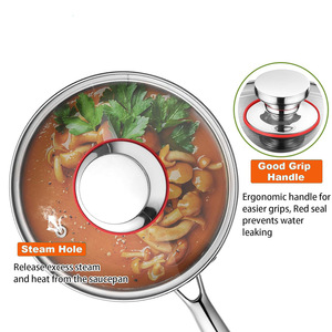 Casserole en acier inoxydable avec couvercle en verre, ensemble de cuisine durable 18/10 pour usage en cuisine - Product Image 3