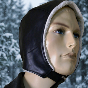 HMB-907A LEATHER VINTAGE HAT CAPTAIN <b>CAP</b> FUR LINING <b>WINTER</b> HATS - Product Image 3