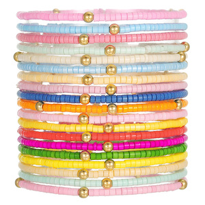 Ensemble de bracelets perlés, 19 pièces, colorés, multicouches, en perles de rocaille, bijoux élastiques, cadeau - Product Image 4