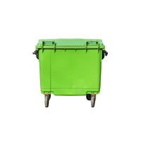 Bacs à déchets robustes en PEHD de 660 litres avec couvercles, conteneurs à ordures à 4 roues pour intérieur/extérieur, bouchon de vidange écologique