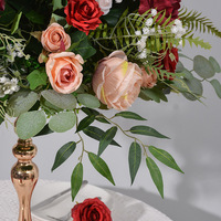 Nouvelles plantes vertes, boules de fleurs artificielles en plastique, supports de bougies pour décoration de table de mariage, de conférence, de maison et de bureau