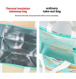 Sac isotherme écologique en non-tissé avec couche en aluminium, fourre-tout durable pour la livraison de repas en restaurant, personnalisable - Product Image 3