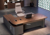 Ensemble de table et chaise de bureau de direction, armoire latérale en bois en forme de L, bureau de direction moderne et haut de gamme pour le travail