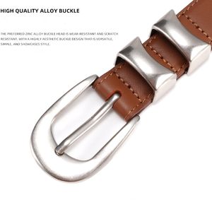 Cinturón de Cuero de Primera Calidad con Hebilla de Pin, Diseño de Alta Gama Personalizable, Simple, Moderno, Popular, Retro, Versátil, para el Día a Día, Gran Venta - Product Image 5