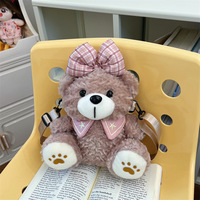 Sac à dos en peluche ours en peluche mignon, sac multi-usages adorable, sac à dos décontracté polyvalent pour filles