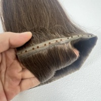 Extensions de cheveux russes XO Twin Tabs 16 pouces, lisses et soyeux, à trame invisible, micro-liens, double trame, couleur 1B