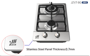 Table de cuisson à gaz encastrable 2 brûleurs en acier inoxydable avec surface en verre trempé et protection anti-extinction de flamme - Product Image 3