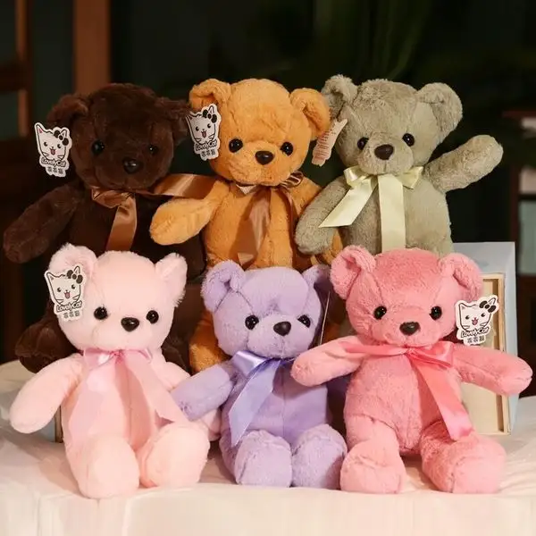 Mini Wholesale Love Teddy Bear Dolls With Custom Logo White Colorful Little Teddy Bears With Clothes Soft Toys Plush