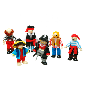 Familia de Muñecas Felices de Madera, 6 Personas, Figuras Flexibles de Madera - Product Image 5