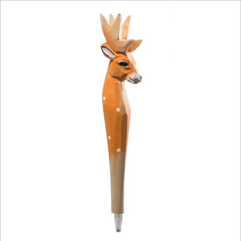 Teacher's day Souvenirs Gifts Animal pens handmade wooden carvings crafts pens table decoration Cute Animals Ballpoint Pen