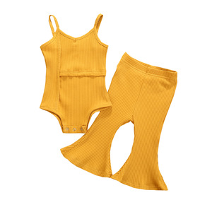 P203049 Nouveau style de vêtements pour bébés filles, combinaison en tissu uni + pantalon à volants pour bébés, ensemble de 2 pièces, ensemble de vêtements pour filles - Product Image 6