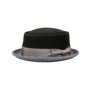 CL92205 Chapeau Pork Pie Bicolore en Feutre 100% Laine, Nouvelle Mode, Bord Gaufré, Chapeau Haut de Forme Jazz Unisexe, Vente en Gros - Product Image 4