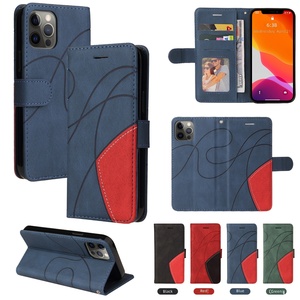 Funda Tipo Cartera con Tapa Abatible, Diseño de Líneas Abstractas, en PU y TPU de Doble Color, Resistente a Impactos, <span class=keywords><strong>para</strong></span> 17, 16 y <span class=keywords><strong>SE</strong></span> - Product Image 1