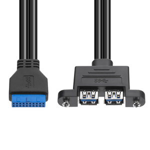 Cable adaptador dual USB 3.0 a USB 3.0 de 20 pines con blindaje IO, cable de expansión externo, cobre sin oxígeno negro - Product Image 2