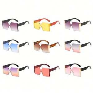 Gafas de Sol de Moda 2021, Montura Grande Plana de Una Pieza, Gafas de Sol Cuadradas Sin Montura, Gafas de Sol Extra Grandes para Mujer - Product Image 6