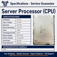 Processeur serveur Intel Xeon Gold 6342, 24 cœurs, 48 threads, 2,80 GHz, 36 Mo, 230 W, FCLGA4189, 3e génération Xeon Scalable, DDR4-3200