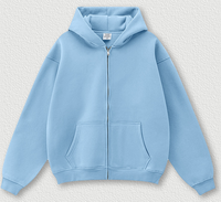 Sweat-shirt à capuche uni ample doublé polaire, cardigan zippé en maille, veste, fabrication sur mesure de sweats à capuche