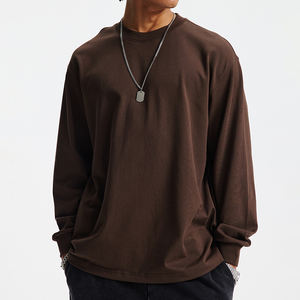 Camiseta de Manga Larga Personalizada con Bordado para Hombre, de Alta Calidad, Estilo Lujoso, Hombros Caídos, Sin Puños, Talla Grande, Lisa - Product Image 1