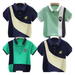 2024 estate nuova Polo da ragazzo a maniche corte abbigliamento a contrasto per bambini t-Shirt uniforme scolastica in puro cotone