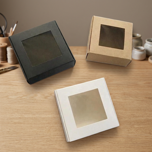Square Rigid Gift <b>Boxes</b> with Clear Window, Custom Black White Kraft Paper <b>Boxes</b> for Gift, Craft, Retail, Jewelry and Premium Pro - Product Image 2