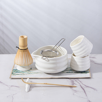 Ensemble de 9 pièces pour le thé matcha, bol en céramique blanc fait main avec logo personnalisé, fouet, cuillère en bambou, boîte cadeau
