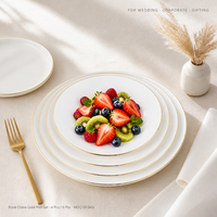 Service de vaisselle en porcelaine fine 4 ou 6 pièces avec bord doré – Vaisselle de luxe en céramique pour mariage – Vente en gros
