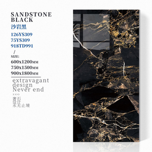 Panneaux muraux de luxe Foshan, entièrement polis, grandes dimensions, carreaux de porcelaine en <span class=keywords><strong>marbre</strong></span> noir pour la décoration des murs et sols intérieurs de villas - Product Image 4