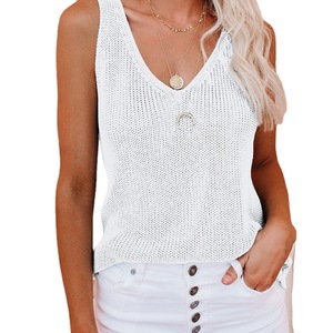 2026 Summer New Fresh Solid Color Fashion Strap Vest Home Ice Silk Knitted Women's Wholesale - Product Image 5