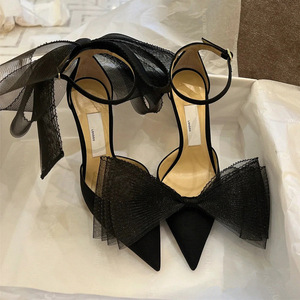 Sandalias de Tacón Alto con Lazo para Mujer, Verano 2025, Elegantes, de Seda, con Correa en el Tobillo, para Bodas y Fiestas - Product Image 5