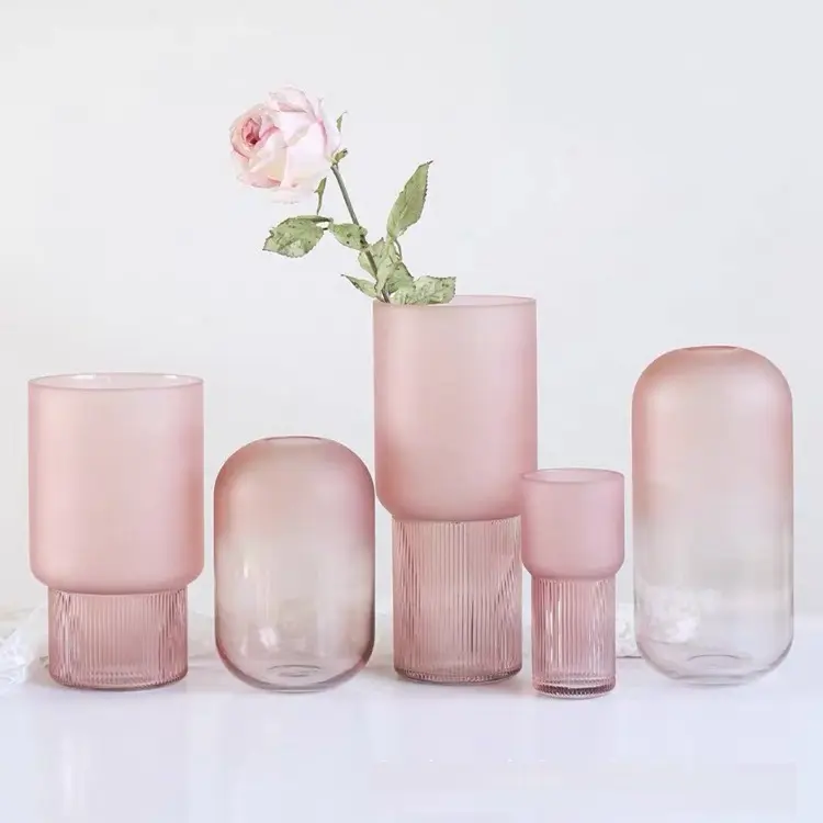 Trasparente Decorazione di Interni Per La Casa di Nozze Ovale Rosa di Lusso Del Fiore Nordic moderno vaso di fiore di vetro per la decorazione domestica