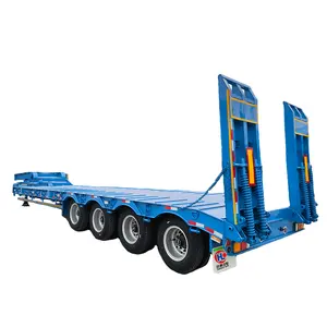 Mới bốn trục 90 tấn 40ft thấp giường container bán Trailer thấp giường bán Trailer tipper mới 100ft thấp giường bán Trailer bán trong oman