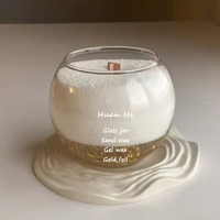 Vase à bougie en verre transparent, vide, de forme sphérique