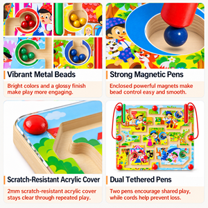 Gioco Educativo Creativo Senza Schermo con Labirinto Magnetico di Perline e Percorsi Guidati per Attività in Classe Prescolare - Product Image 2
