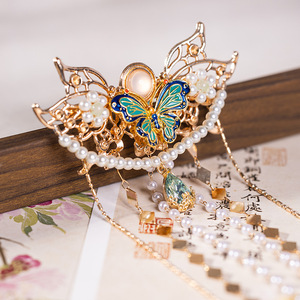 Tocado de estilo antiguo con borlas largas, horquillas Hanfu, moños de mariposa, pinzas para el pelo, pinzas retro para el cabello, accesorios para el cabello para espectáculos. - Product Image 3