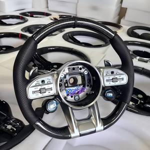 Volant de voiture en cuir perforé en fibre de carbone avancée à LED pour Mercedes-Benz AMG GT C63 E63 S63 G63, best-seller - Product Image 4