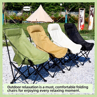 Chaise lune carrée minimaliste portable et durable à dossier haut, pliable, en tissu Oxford, pour jardin, extérieur, camping, pêche, pique-niques