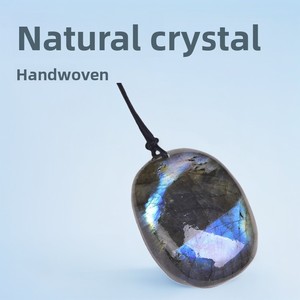 Collier pendentif tissé à la main en <span class=keywords><strong>pierre</strong></span> brute <span class=keywords><strong>de</strong></span> cristal naturel, feldspath et <span class=keywords><strong>pierre</strong></span> <span class=keywords><strong>de</strong></span> <span class=keywords><strong>lune</strong></span> bleue, vente en gros - Product Image 4