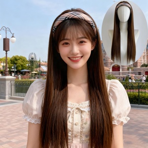 วิกผมแบบมีสายคาดศีรษะลายสก็อตวิน<span class=keywords><strong>เท</strong></span><span class=keywords><strong>จ</strong></span> ทนความร้อนได้ <span class=keywords><strong>ทรง</strong></span><span class=keywords><strong>ผม</strong></span><span class=keywords><strong>ยาว</strong></span>ตรงสำหรับ<span class=keywords><strong>ผู้หญิง</strong></span> เพิ่มวอลลุ่ม ถอดออกได้ พร้อมผมยาวเสริม - Product Image 1