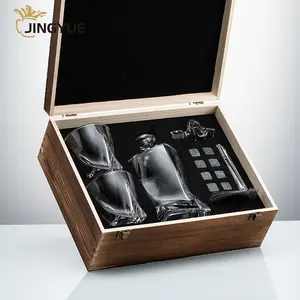 JINGYUE Виски камни Подарочный набор с индивидуальным логотипом стеклянный ликер водка Вино Виски графин набор с камнями стаканы в деревянной коробке