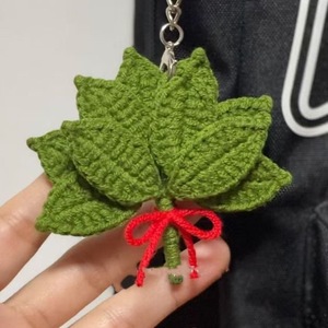 Crochet Lucky Pomelo Leaf Bag Pendant Craft <b>Kit</b> Green Yarn <b>DIY</b> Decor For Gift Or Party - Product Image 3