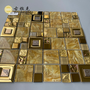 Modernas Baldosas de Mosaico Cuadradas de Vidrio con Incrustaciones Metálicas para Decoración de Interiores de Hoteles, Penthouses, Galerías y Espacios Comerciales - Product Image 5