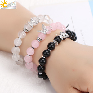 CSJA-Bracelet Papillon de Guérison en <span class=keywords><strong>Pierre</strong></span> Naturelle, 10mm, Bracelet Élastique en <span class=keywords><strong>Pierre</strong></span> de Cristal Rose, pour Femme, Bijoux H466 - Product Image 5