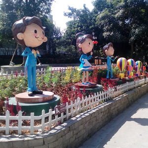 Escultura de Fibra de Vidrio para Exteriores Libit, Figura de Niño y Niña de Dibujos Animados, Duradera, Hecha a Mano, para Decoración de Jardín, Personalizable - Product Image 2