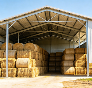 Light Steel Hay Storage Shed, Agricultural Farm Shed with Professional Steel <b>Frame</b> Welding and Cutting Service - Product Image 1