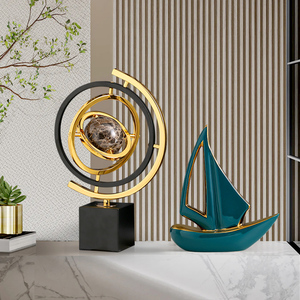Modèle de bateau à voile de luxe nordique, ornement en porcelaine, design <span class=keywords><strong>moderne</strong></span> <span class=keywords><strong>et</strong></span> créatif fait main, <span class=keywords><strong>décoration</strong></span> contemporaine en céramique pour la maison - Product Image 3