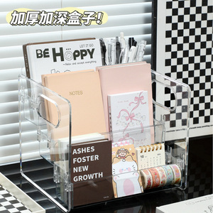 Transparent Multi Layer Desk Organizer Storage Box For Stationery Office Supplies 3 Tier Acrylic Holder With Dividers - Product Image 4