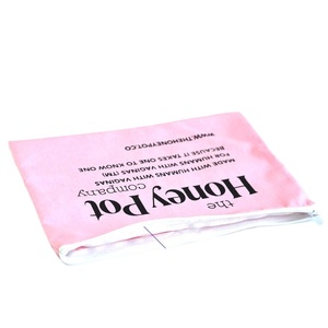 Sac de rangement cosmétique en coton doux rose à fermeture éclair, impression personnalisée double face - Product Image 4