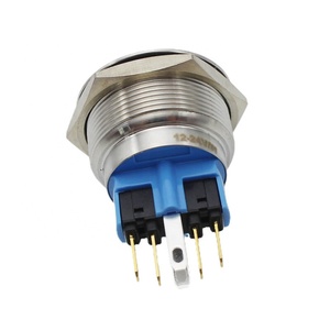 Interruptor de botón pulsador industrial de 25mm con fuente de luz LED de tipo plano momentáneo 1NO1NC, protección IP67 - Product Image 4