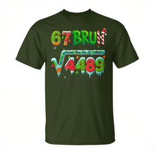 Santa Says 67 Square Root 4489 Math Humor Camiseta de manga corta para adultos, unisex, cuello redondo, estampado digital - Product Image 2
