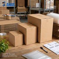 Boîte en carton ondulé pliable, durable, recyclable, résistante, en kraft brun, avec impression de logo personnalisée, pour le stockage, l'expédition et l'emballage